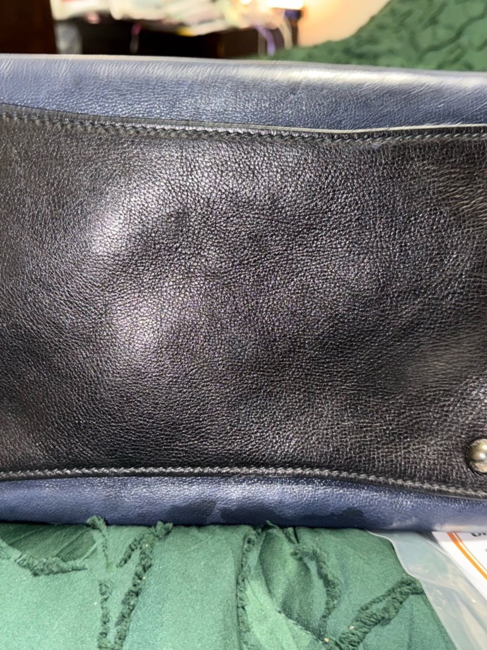 Prada Navy and Black Leather Top-Handle Tote - Picture 11 of 11